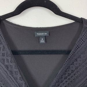 Torrid Black Lace Plunging Neck Scalloped Hem Dress